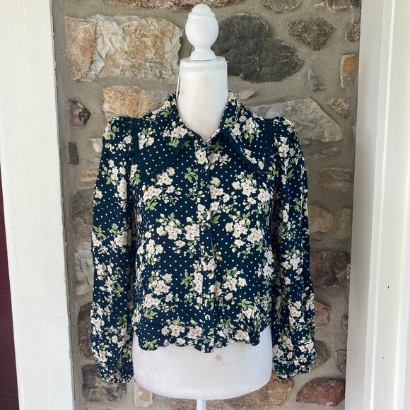 By Ti Mo Floral & Dot Print Crepe Shirt Womens XS - Picture 1 of 12